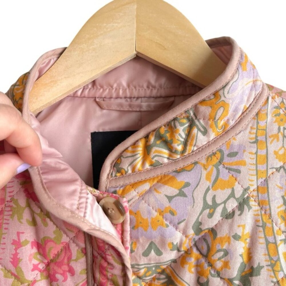 7 For All Mankind Quilted Patchwork Cropped Jacket Size Small - Picture 8 of 12